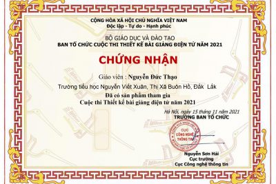 Chứng nhận cuộc thi giáo án Elearning